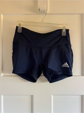 adidas Navy High-Waist Athletic Shorts
